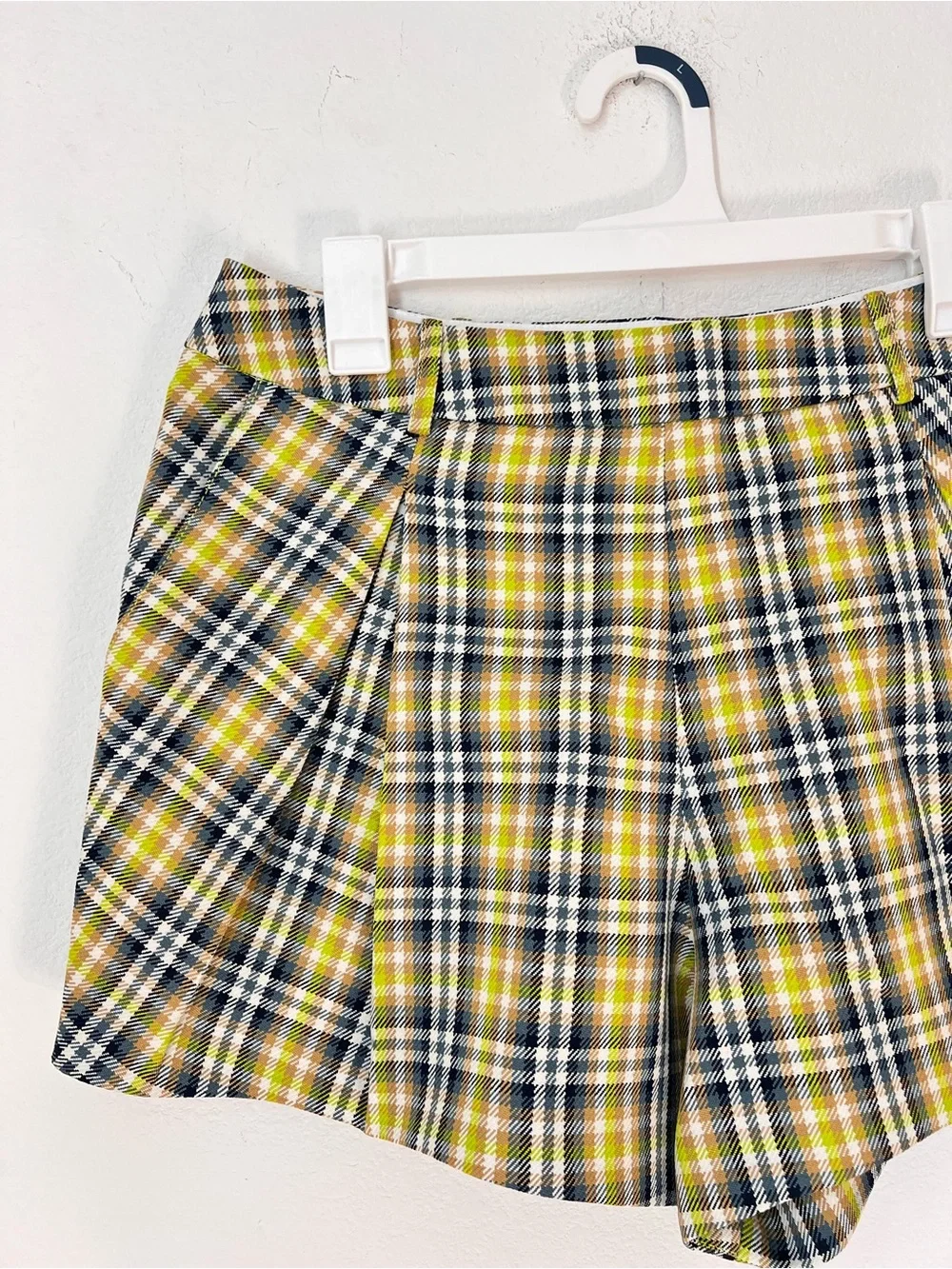 Smythe Blue Green Plaid Pleated Shorts Women's 10 30 Designer Shorts